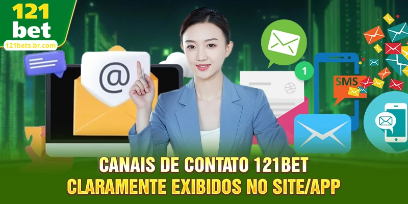 Canais de Contato 121bet claramente exibidos no site/app
