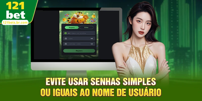 Evite usar senhas simples ou iguais ao nome de usuário
